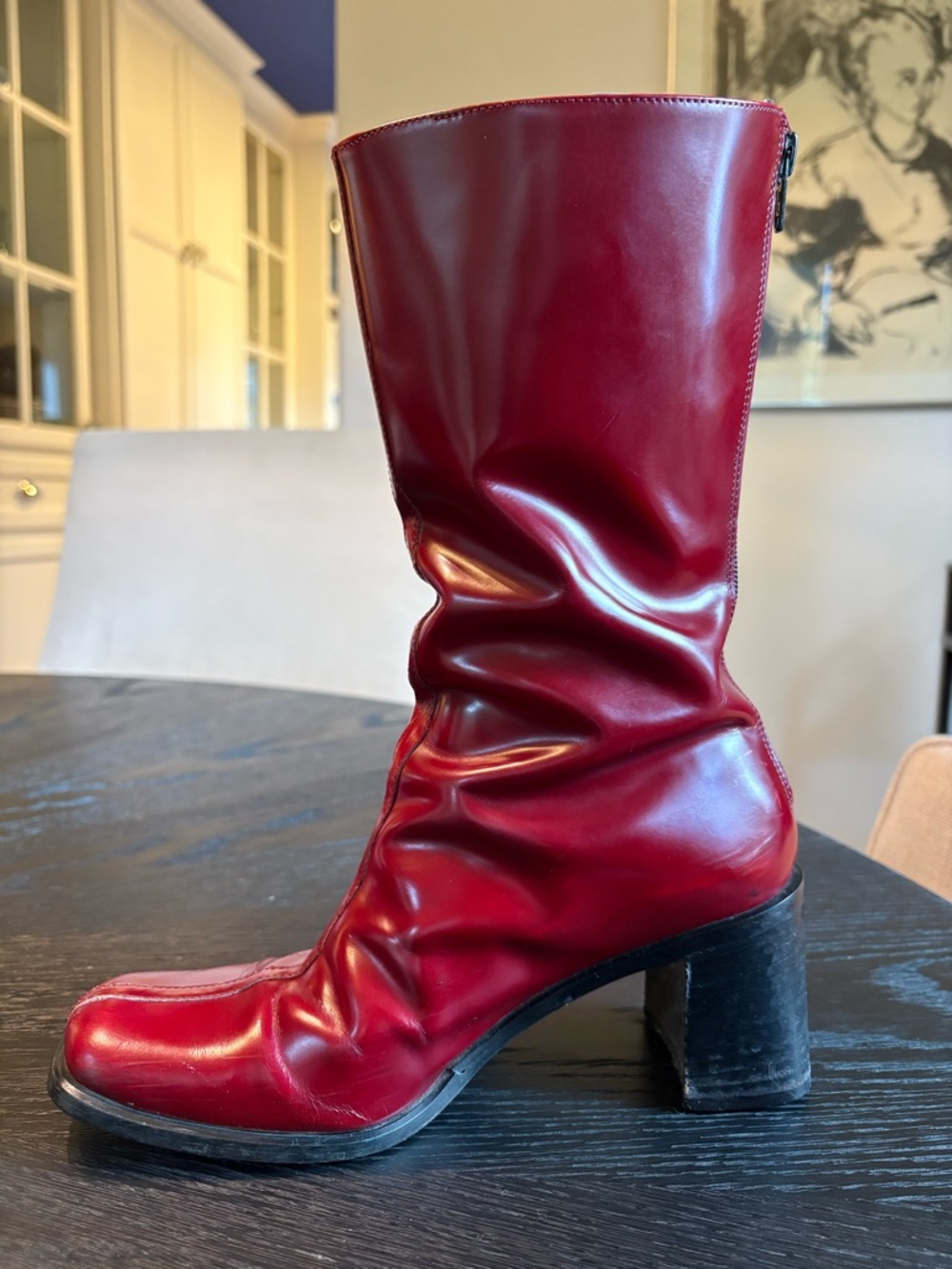 COACH Virginia J021 Burgundy Leather Square Toe Boots Made in Italy Size 6B - Picture 9 of 15